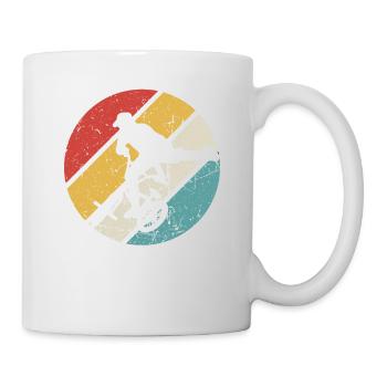 BMX Shirt Fahrrad Fahren Downhill Vintage Retro - Tasse - Weiß - Rechts