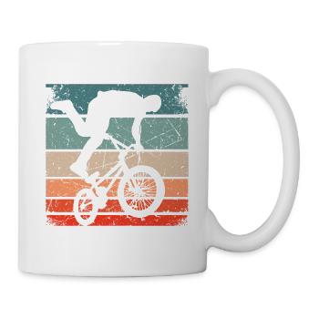 BMX Shirt Fahrrad Fahren Downhill Vintage Retro - Tasse - Weiß - Rechts
