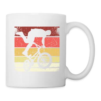 BMX Shirt Fahrrad Fahren Downhill Vintage Retro - Tasse - Weiß - Rechts