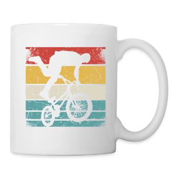 BMX Shirt Fahrrad Fahren Downhill Vintage Retro - Tasse - Weiß - Rechts