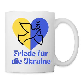 Ukraine Frieden Flagge Taube russland Krieg Peace - Tasse - Weiß - Rechts