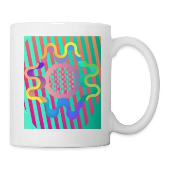 Moderne Kunst Grafik-Design 4 formen Linien Farben - Tasse - Weiß - Rechts