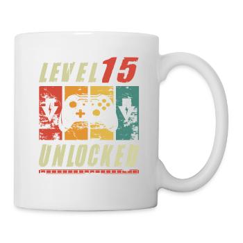 Level 15 Unlocked Gamer Turning 15th Birthday Gift - Mug - white - Right