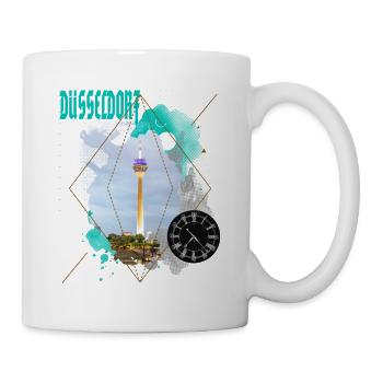 Düsseldorf Deutschland Stadt Skyline Vintage Retro - Tasse - Weiß - Rechts