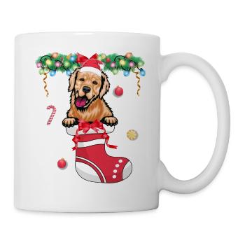 Drôle de Noël - Mignon chien Golden Retriever à Christma - Mug blanc - blanc - Droite