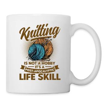 Knitting Fabric Knitting Yarn Knitting Gift - Mug - white - Right