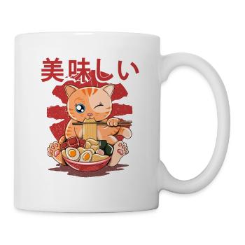 Ramen essende Katze Kawaii Anime Baka japanisches - Tasse - Weiß - Rechts