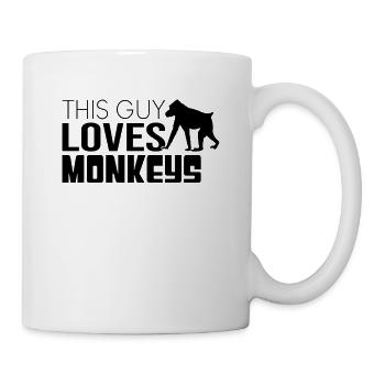 This guy loves monkeys - Mug - white - Right