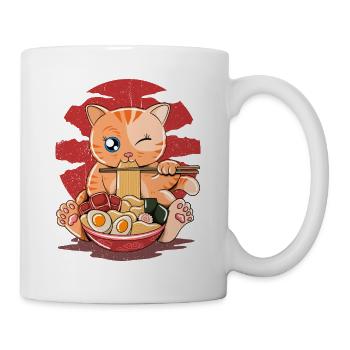 Ramen Eating Cat Kawaii Anime Baka Japonais - Mug blanc - blanc - Droite