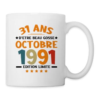 31 Ans Anniversaire en Octobre 1991. - Mug blanc - blanc - Droite