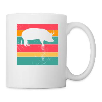 Pig Animal Retro Pet Farm Idée cadeau - Mug blanc - blanc - Droite