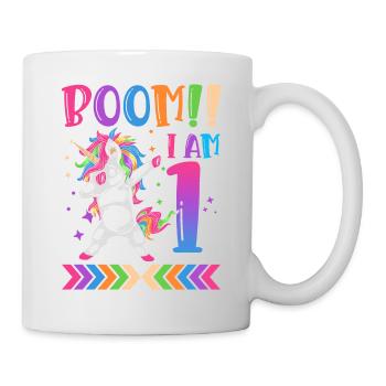 Boom!! I Am 1, Colorful Funny Unicorn 1. - Mug - white - Right