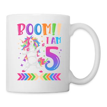 Boom!! J’ai 5 ans, licorne drôle colorée 5. - Mug blanc - blanc - Droite