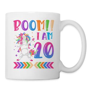 Boom!! Ich Bin 20, Buntes Lustiges Einhorn 20. - Mug - white - Right