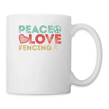 Frieden Liebe Fechten Cool Schwertkunst Fechten Wortspiel Wortspiel - Tasse - Weiß - Rechts