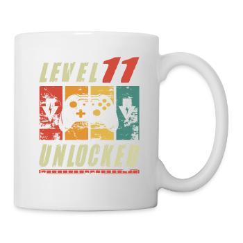 Niveau 11 Joueur débloqué présentant un cadeau de 11e anniversaire - Mug blanc - blanc - Droite