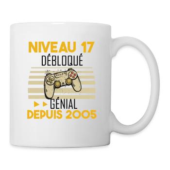 niveau 17 débloqué génial depuis 2005 - Mug blanc - blanc - Droite