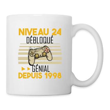 niveau 24 débloqué génial depuis 1998 - Mug blanc - blanc - Droite
