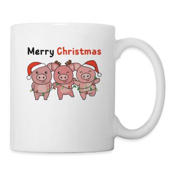 Pig Christmas sweet pigs Merry Christmas - Mug - white - Right
