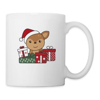 Reh Weihnachten Geschenk Winter Tiere Rehe - Tasse - Weiß - Rechts