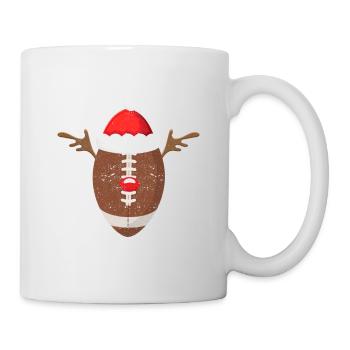 Football-Fan-Liebhaber Rentiergeweih Weihnachten - Tasse - Weiß - Rechts