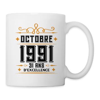 Octobre 1991 31 Ans d'excellence Anniversaire - Mug blanc - blanc - Droite