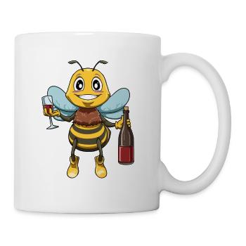 Lustige Biene mit Wein für einen Imker - Tasse - Weiß - Rechts