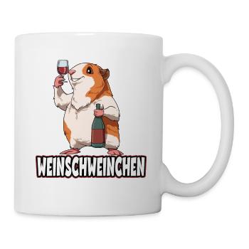 Weinschweinchen Meerschweinchen mit Wein - Tasse - Weiß - Rechts