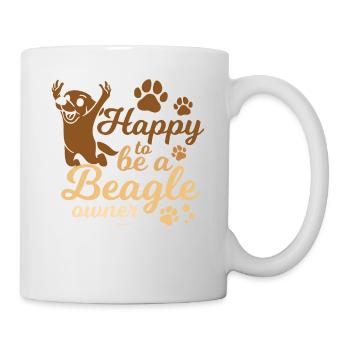 happy dog owner Beagle - Mug - white - Right
