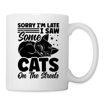 Cat cat lovers cats on the street - Mug - white - Right
