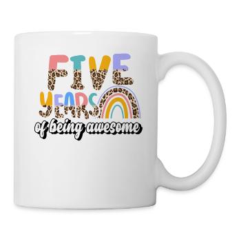 Five Years Awesome Animal Skin Pattern Birthday - Mug - white - Right