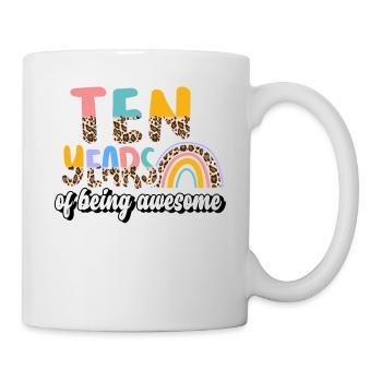 Ten Years Awesome Animal Skin Pattern Birthday - Mug - white - Right