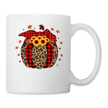 Pumpkin Pumpkin Lantern Leopard Checkered Halloween - Mug - white - Right