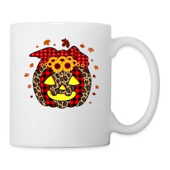 Pumpkin Pumpkin Lantern Leopard Checkered Halloween - Mug - white - Right