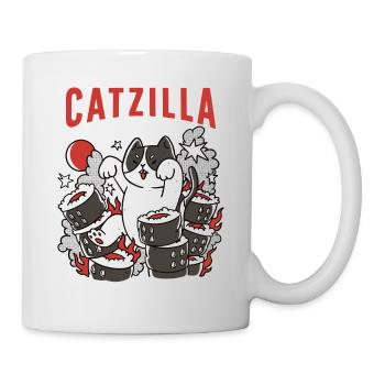 Catzilla Chat Mignon Humour Japon Sushi - Mug blanc - blanc - Droite