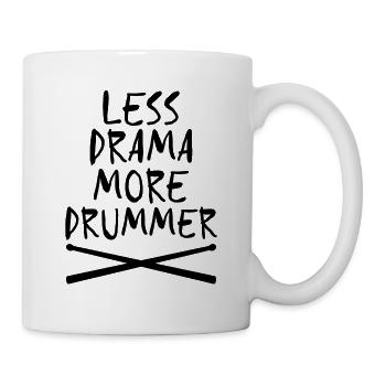 Less Drama More Drummer Drumsticks - Funny Drummer - Mug - white - Right