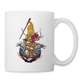 Kawaii Cat Ramen Noodles Samurai Japanese - Mug - white - Right