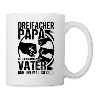 Vatertag Dreifacher Vater Papa hoch 3 Kinder - Tasse - Weiß - Rechts