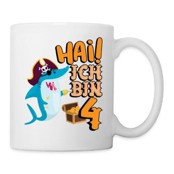 Hai! Ich Bin 4 Einäugiger Piraten Hai 4. - Tasse - Weiß - Rechts