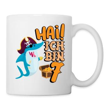 Hai! Ich Bin 7 Einäugiger Piraten Hai 7. - Tasse - Weiß - Rechts