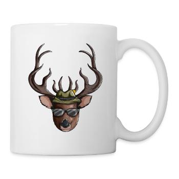 Hunter Motif Deer Red Deer Antlers Treibjagt Fan - Mug blanc - blanc - Droite