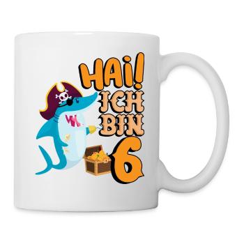 Hai! Ich Bin 6 Einäugiger Piraten Hai 6. - Tasse - Weiß - Rechts