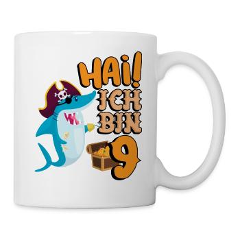 Hai! Ich Bin 9 Einäugiger Piraten Hai 9. - Tasse - Weiß - Rechts