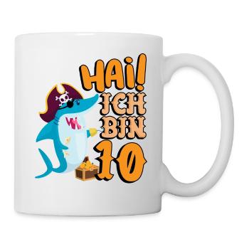 Hai! Ich Bin 10 Einäugiger Piraten Hai 10. - Tasse - Weiß - Rechts