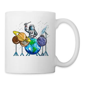 Planten Schlagzeuger Astronaut Kosmos Universum - Tasse - Weiß - Rechts