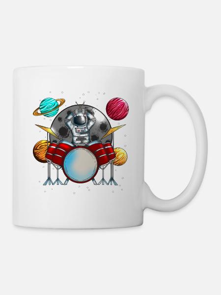 Musiker Schlagzeuger Weltraum Planeten Kosmonaut - Tasse - Weiß