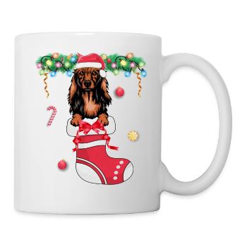 Langhaariger Dackel-Hundeliebhaber - Dog Christmas St - Tasse - Weiß - Rechts