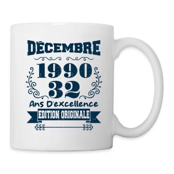décembre 1990 Edition original | Vintage 1990 - Mug blanc - blanc - Droite
