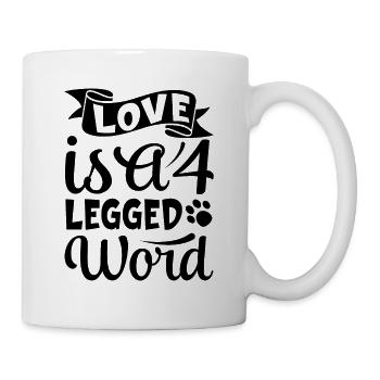 Liebe ist ein vierbeiniges Wort - Tasse - Weiß - Rechts