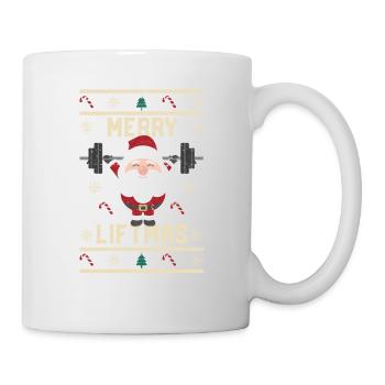 Frohes Lifting Weihnachten Weihnachtsmann Fitness - Tasse - Weiß - Rechts